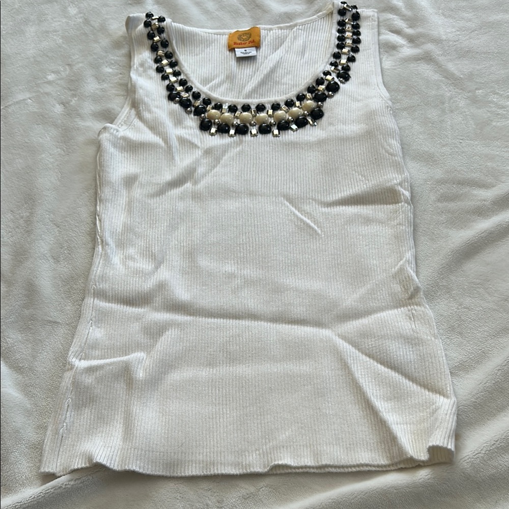 Ruby Rd. White Beaded Ribbed Tank Top - Picture 4 of 5